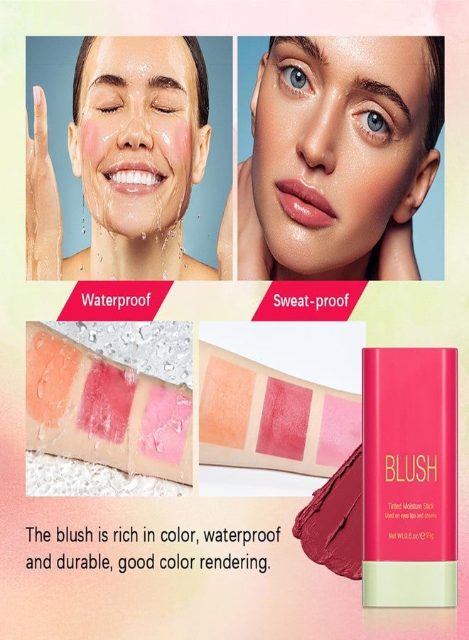 Tiejdhr Multi-Use Makeup Blush Stick, 3-in-1 Cream Blush Stick Beauty Tinted Solid Blush Stick for Cheek/Eyes/Lips, Waterproof Moisturizer Stick, Suitable for All Skin (02# Hot Red) - Image 4